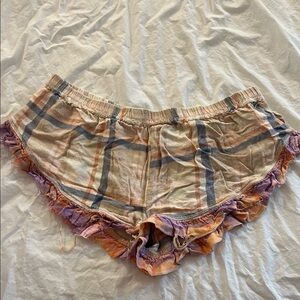 Free People Plaid Ruffle Hem Shorts